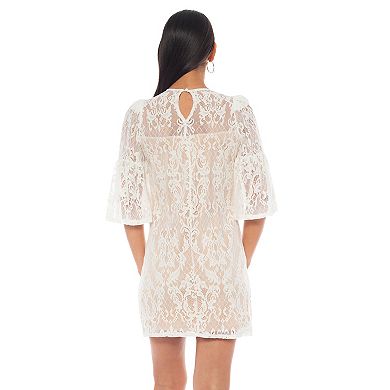 Women's Tash + Sophie Wide Ruffle Cuff Sleeve Lace Dress