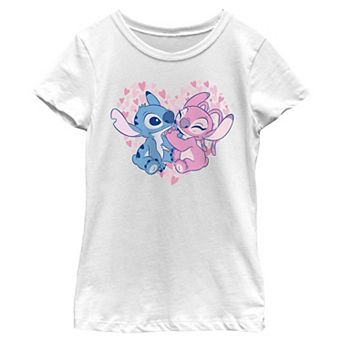 Girls 6-16 Disney’s Stitch & Angel Love Short Sleeve Crew Tee