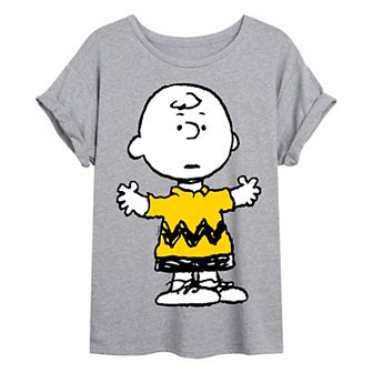 Juniors' Peanuts Charlie Oversized Tee