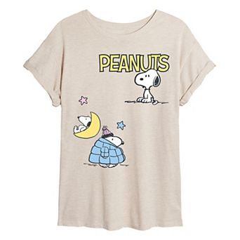 Juniors' Peanuts Snoopy Patchwork Oversized Tee
