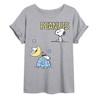 Juniors' Peanuts Snoopy Patchwork Oversized Tee