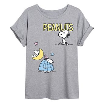 Juniors' Peanuts Snoopy Patchwork Oversized Tee
