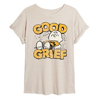 Juniors' Peanuts Charlie Brown Good Grief Vintage Oversized Tee