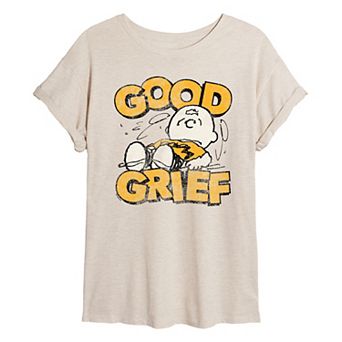 Juniors' Peanuts Charlie Brown Good Grief Vintage Oversized Tee