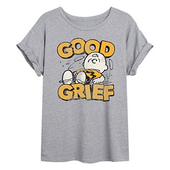 Juniors' Peanuts Charlie Brown Good Grief Vintage Oversized Tee