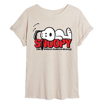 Juniors' Peanuts Snoopy The World Famous Beagle Oversized Tee