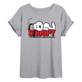 Juniors' Peanuts Snoopy The World Famous Beagle Oversized Tee
