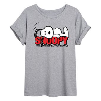 Juniors' Peanuts Snoopy The World Famous Beagle Oversized Tee