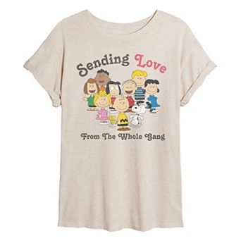 Juniors' Peanuts Sending Love From The Whole Gang Oversized Tee