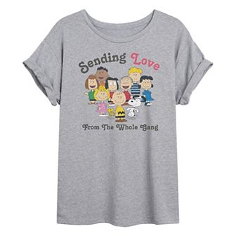 Juniors' Peanuts Sending Love From The Whole Gang Oversized Tee