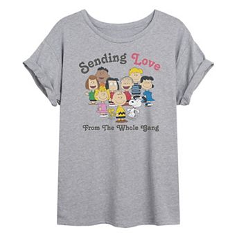 Juniors' Peanuts Sending Love From The Whole Gang Oversized Tee