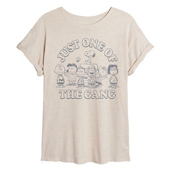 Juniors' Peanuts Just One Of The Gang Oversized Tee