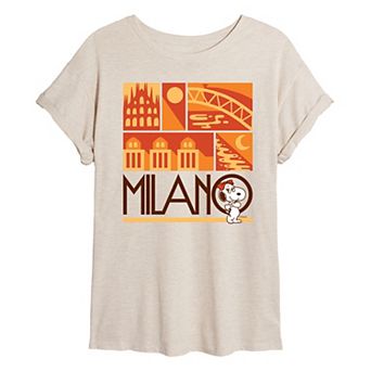 Juniors' Peanuts Belle Milano Oversized Tee