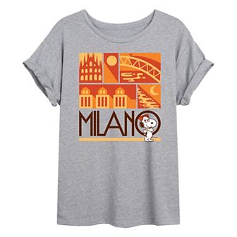 Juniors' Peanuts Belle Milano Oversized Tee