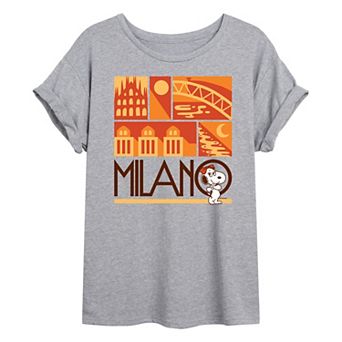 Juniors' Peanuts Belle Milano Oversized Tee