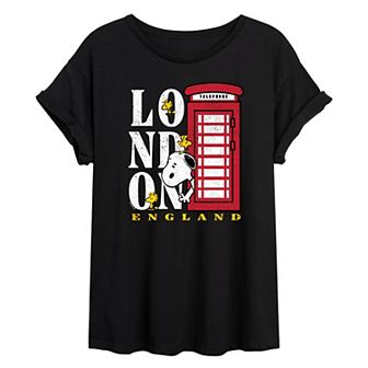 Juniors' Peanuts London England Oversized Tee