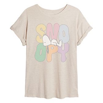 Juniors' Peanuts Sleepy Snoopy Distressed Oversized Tee