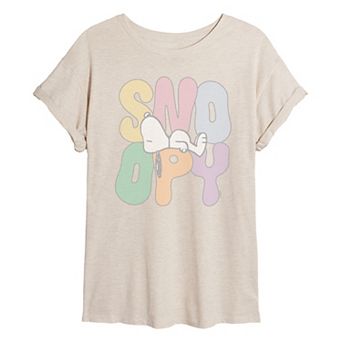Juniors' Peanuts Sleepy Snoopy Distressed Oversized Tee