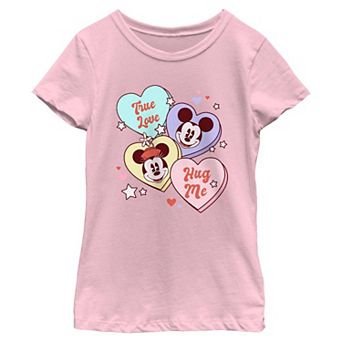 Girls' Disney's Mickey & Minnie Candy Hearts Short Sleeve Graphic Tee