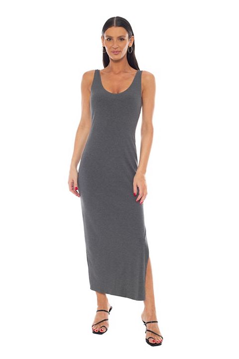 Женские платья bebe Women's bebe V-Neck Tank Rib Maxi Dress