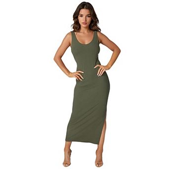 Women's bebe V-Neck Tank Rib Maxi Dress
