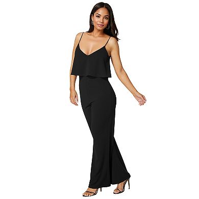 Women's bebe V-Neck & Spaghetti Straps Wide Leg Jumpsuit