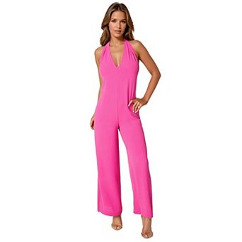 Women's bebe Halter V-Neck Airflow Jumpsuit