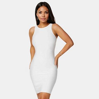 Women's bebe Racer Neck Mini Dress