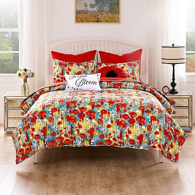 Greenland Home Fashions Poppies Quilt Set