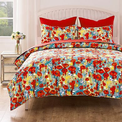 Greenland Home Fashions Poppies Quilt Set