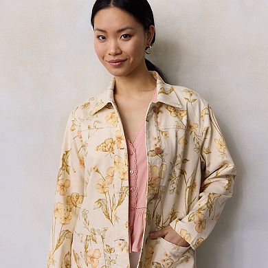 Women's LC Lauren Conrad Floral Denim Chore Jacket