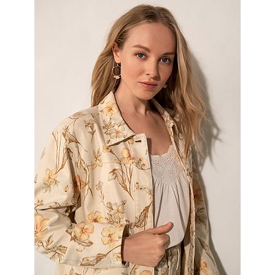 Women's LC Lauren Conrad Floral Denim Chore Jacket