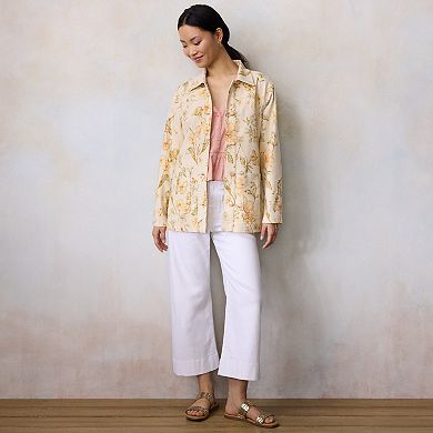 Petite LC Lauren Conrad Floral Denim Chore Jacket