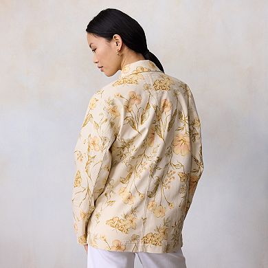 Petite LC Lauren Conrad Floral Denim Chore Jacket