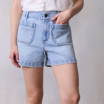 Petite LC Lauren Conrad Super High Rise Wildflower Denim Shorts