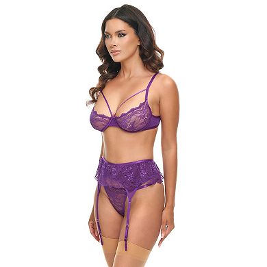 Women's Oh La La Cheri Lace Bra & Garter Belt 3-pc. Set