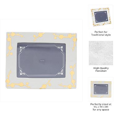 Traditional Porcelain Picture Frame - Elegant Stoneware Photo Display for Home, Office, Bedroom