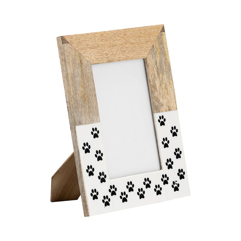 Wooden Picture Frames with Paw Print Design - Rustic Wood & Resin Photo ...