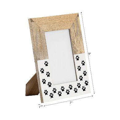 Wooden Picture Frames with Paw Print Design - Rustic Wood & Resin Photo Display