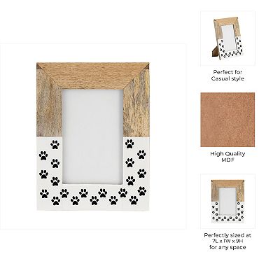 Wooden Picture Frames with Paw Print Design - Rustic Wood & Resin Photo Display