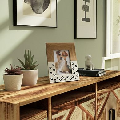 Wooden Picture Frames with Paw Print Design - Rustic Wood & Resin Photo Display