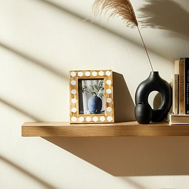 Wooden Picture Frame with Hexagonal Inlay Design, Handcrafted Resin & Wood