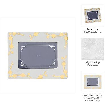 Traditional Porcelain Picture Frame - Elegant Stoneware Photo Display for Home, Office, Bedroom