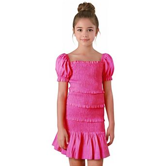 Tween & Teen Girls’ 6-14 Smocked Puff Sleeve Tiered Party Dress