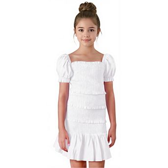 Tween & Teen Girls’ 6-14 Smocked Puff Sleeve Tiered Party Dress