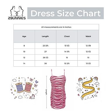 Tween & Teen Girls’ Metallic Ruched Spaghetti Strap Bodycon Mini Party Dress