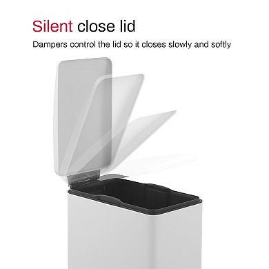 12.9 Gal./ 45 Liter Slim Stainless-Steel-Made Matt White Step-on kitchen Trash Can