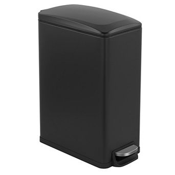 12.9 Gal./ 45 Liter Slim Stainless-Steel-Made Matt Black Step-on kitchen Trash Can