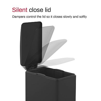 12.9 Gal./ 45 Liter Slim Stainless-Steel-Made Matt Black Step-on kitchen Trash Can