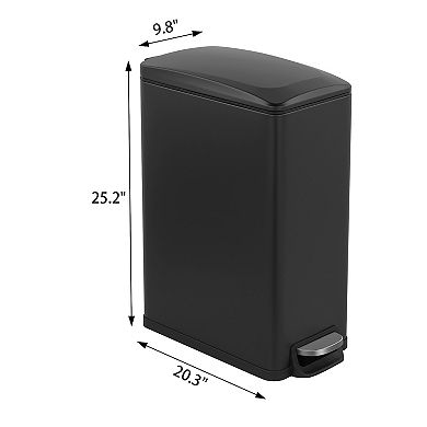 12.9 Gal./ 45 Liter Slim Stainless-Steel-Made Matt Black Step-on kitchen Trash Can